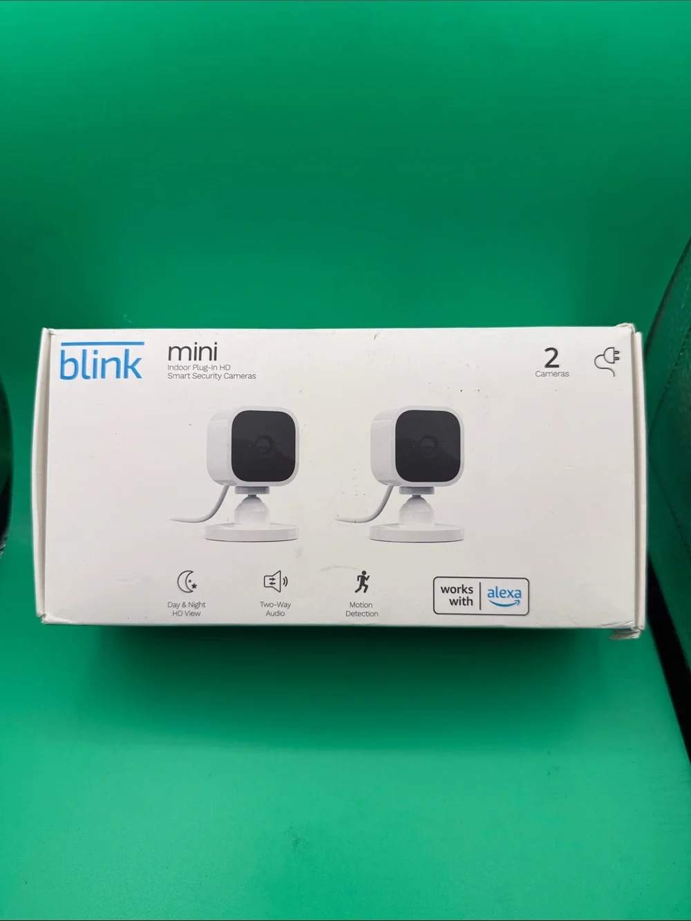 Blink Mini Indoor Plug-In HD Smart Security Camera (White) - 2 Pack